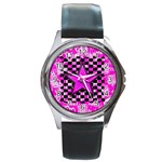 Pink Star Round Metal Watch