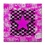 Pink Star Tile Coaster