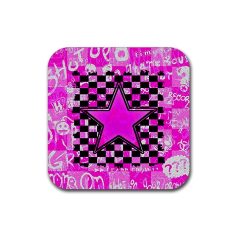 Pink Star Rubber Coaster (Square) from ArtsNow.com Front