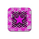 Pink Star Rubber Coaster (Square)