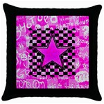 Pink Star Throw Pillow Case (Black)