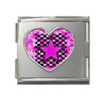 Pink Star Mega Link Heart Italian Charm (18mm)