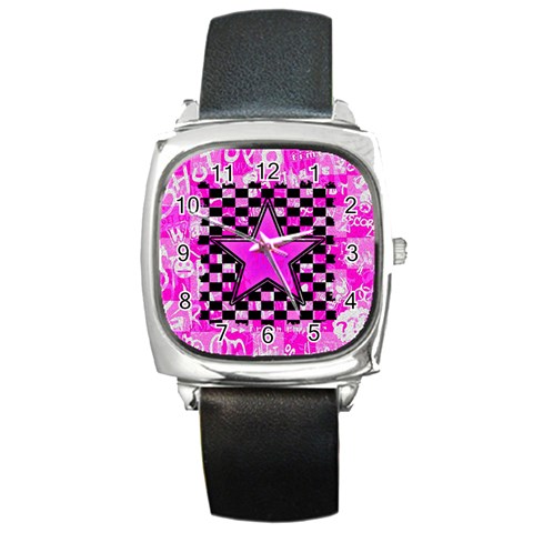 Pink Star Square Metal Watch from ArtsNow.com Front