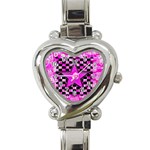 Pink Star Heart Italian Charm Watch