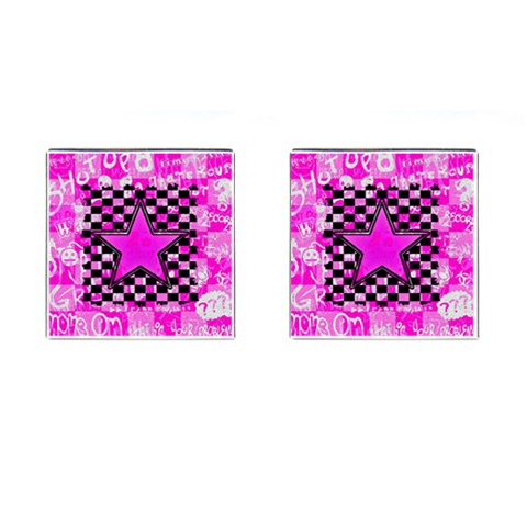 Pink Star Cufflinks (Square) from ArtsNow.com Front(Pair)