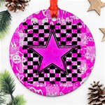 Pink Star Round Ornament (Two Sides)