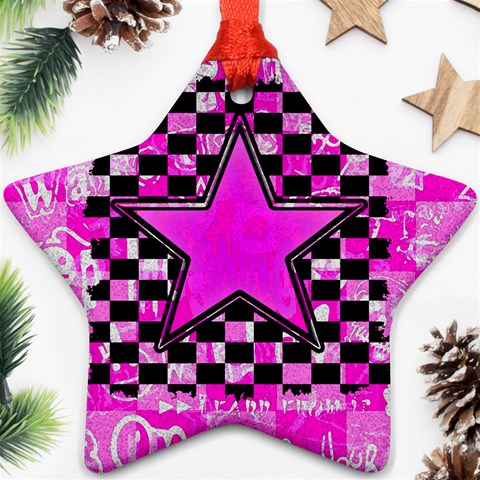 Pink Star Star Ornament (Two Sides) from ArtsNow.com Front