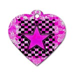 Pink Star Dog Tag Heart (Two Sides)