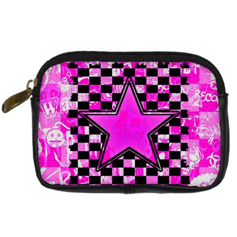 Pink Star Digital Camera Leather Case from ArtsNow.com Front