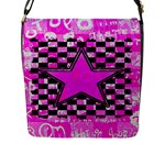 Pink Star Flap Closure Messenger Bag (Large)