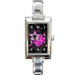 Pink Star Design Rectangular Italian Charm Watch