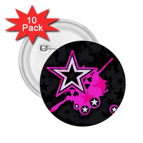 Pink Star Design 2.25  Button (10 pack) from ArtsNow.com Front