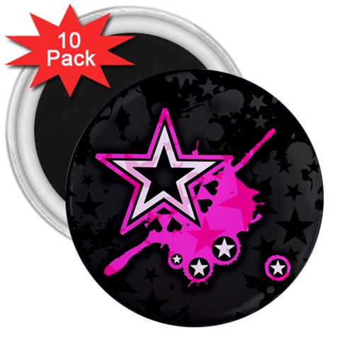 Pink Star Design 3  Magnet (10 pack) from ArtsNow.com Front
