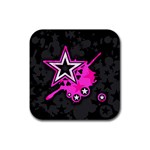 Pink Star Design Rubber Coaster (Square)