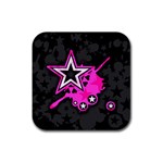 Pink Star Design Rubber Square Coaster (4 pack)