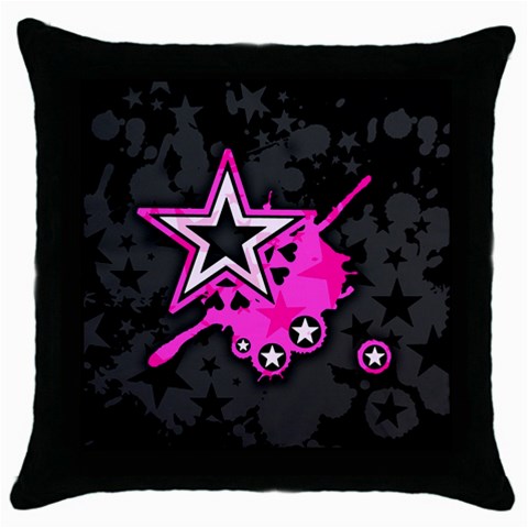 Pink Star Design Throw Pillow Case (Black) from ArtsNow.com Front