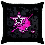 Pink Star Design Throw Pillow Case (Black)