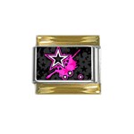 Pink Star Design Gold Trim Italian Charm (9mm)