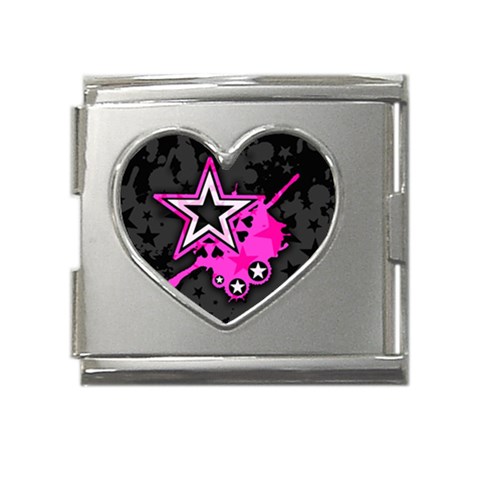 Pink Star Design Mega Link Heart Italian Charm (18mm) from ArtsNow.com Front