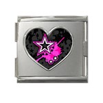 Pink Star Design Mega Link Heart Italian Charm (18mm)