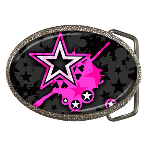 Pink Star Design Belt Buckle from ArtsNow.com Front