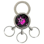 Pink Star Design 3-Ring Key Chain