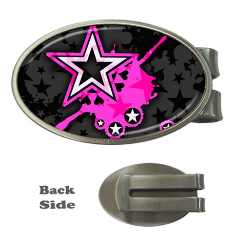 Pink Star Design Money Clip (Oval) from ArtsNow.com Front