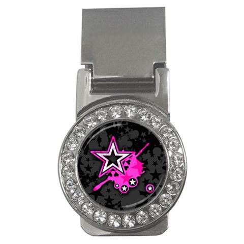 Pink Star Design Money Clip (CZ) from ArtsNow.com Front