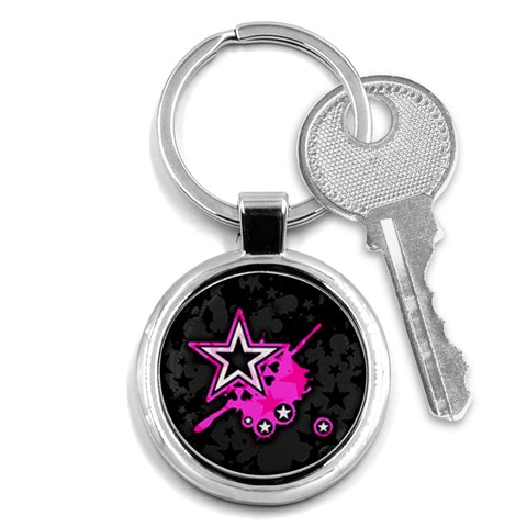 Pink Star Design Key Chain (Round) from ArtsNow.com Front