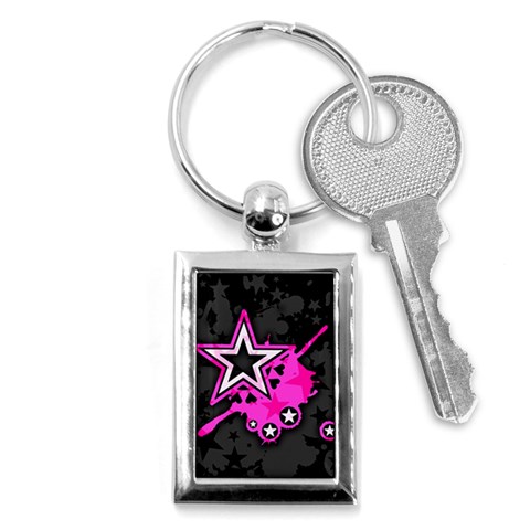 Pink Star Design Key Chain (Rectangle) from ArtsNow.com Front
