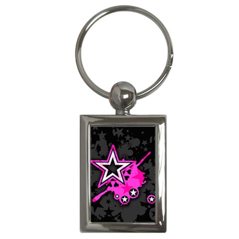 Pink Star Design Key Chain (Rectangle) from ArtsNow.com Front