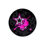 Pink Star Design Rubber Coaster (Round)