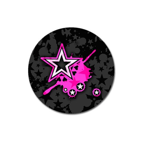 Pink Star Design Magnet 3  (Round) from ArtsNow.com Front
