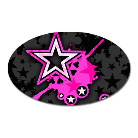 Pink Star Design Magnet (Oval) from ArtsNow.com Front