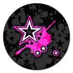 Pink Star Design Magnet 5  (Round)