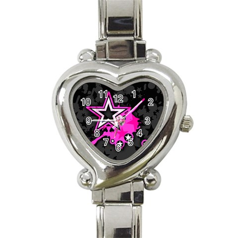 Pink Star Design Heart Italian Charm Watch from ArtsNow.com Front