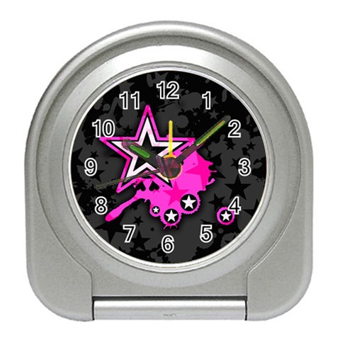 Pink Star Design Travel Alarm Clock from ArtsNow.com Front
