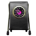 Pink Star Design Pen Holder Desk Clock