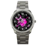 Pink Star Design Sport Metal Watch