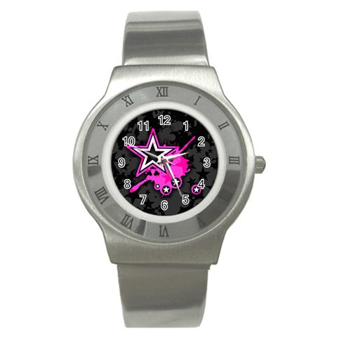 Pink Star Design Stainless Steel Watch from ArtsNow.com Front