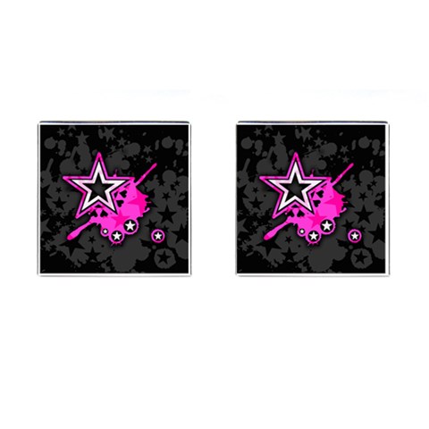 Pink Star Design Cufflinks (Square) from ArtsNow.com Front(Pair)