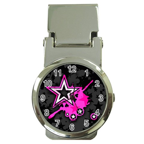 Pink Star Design Money Clip Watch from ArtsNow.com Front