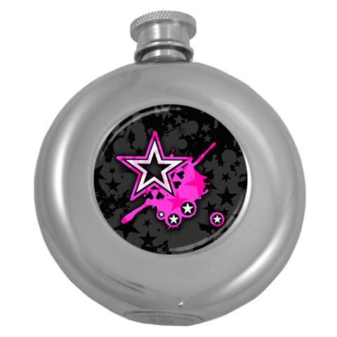 Pink Star Design Hip Flask (5 oz) from ArtsNow.com Front