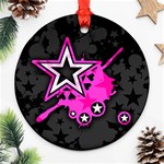 Pink Star Design Round Ornament (Two Sides)