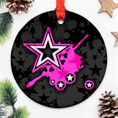 Pink Star Design Round Ornament (Two Sides) from ArtsNow.com Back