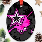 Pink Star Design Oval Ornament (Two Sides)