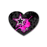 Pink Star Design Heart Coaster (4 pack)