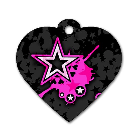 Pink Star Design Dog Tag Heart (One Side) from ArtsNow.com Front