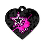 Pink Star Design Dog Tag Heart (Two Sides)