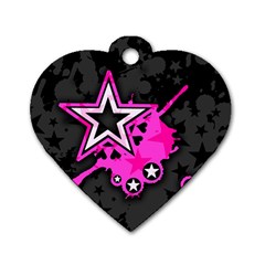 Pink Star Design Dog Tag Heart (Two Sides) from ArtsNow.com Back